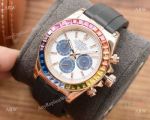 Replica Rolex Daytona Rainbow Watch Gold case White Dial Japan-quartz